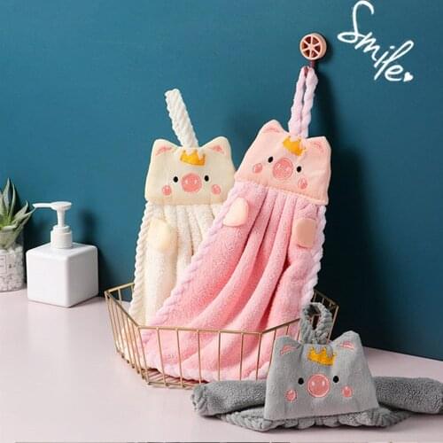Kitchen Small Hand Towels Absorb Water and Do Not Shed Hair Hanging Cute Childrens Hand Towels Coral Fleece Handkerchiefs