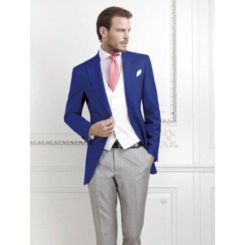 New Arrival Groom Tuxedo One Button Groomsmen Peak Lapel Wedding/Dinner Suits Best Man Bridegroom (Jacket+Pants+Tie+Vest)B422