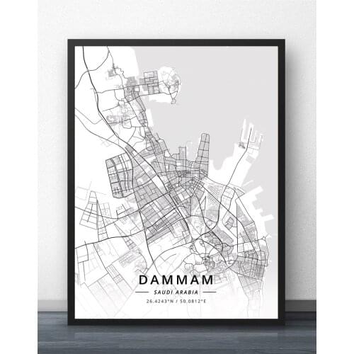 Dammam Jeddah Mecca Medina Riyadh Saudi Arabia Map Poster