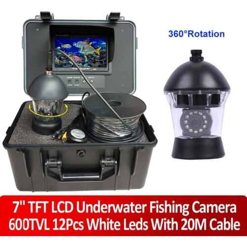 Professional Fish Finder 20M Cable 360 Degree Rotating Underwater Fishing Camera 12PCS White LED Used For Underwater Fishing