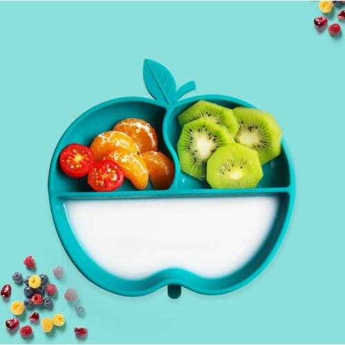 Baby Feeding Silicone Dinner Plate One-piece Grid Plates Kids Snacks Food Tray Non-slip Suction Cup Bowl Children Tableware