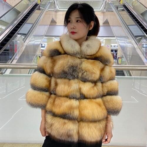 Genuine Fox Fur Coat Women Real Fur Jacket Winter Warm Thick Coat Plus Size Custom Female Luxury Outwear