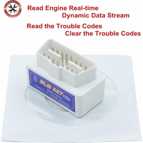 2021 New V2.1 Super White MINI ELM 327 Bluetooth White OBD2 / OBDII ELM327 Auto Code Scanner in stock