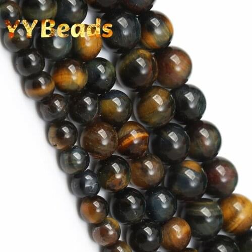 3A Yellow Blue Tiger Eye Stone Natural Stone Spacer Beads For Jewelry Making Charms Bracelets Earrings 15" Strand 6 8 10 12 14mm
