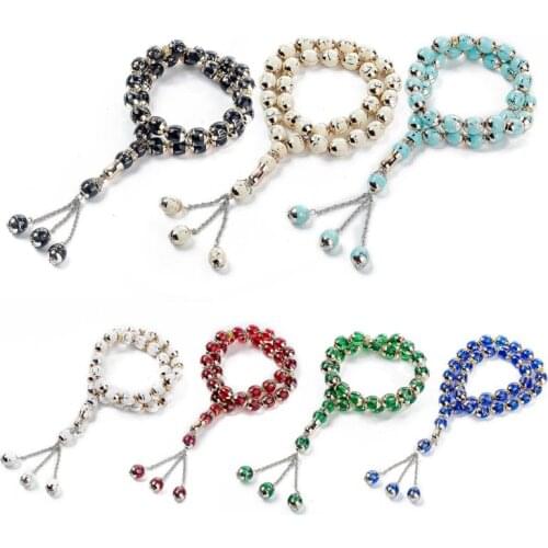 7 colors Muslim Prayer Beads Round Bead Tesbih Allah Rosary Islamic Tasbeeh Scriptures Tasby Worship Supplies