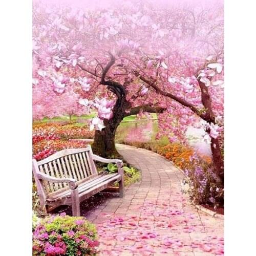 GATYZTORY 5D Diamond Painting Cherry Tree Cross Stitch Landscape Rhinestone Embroidery Kit DIY Gift Home Decor Craft Art