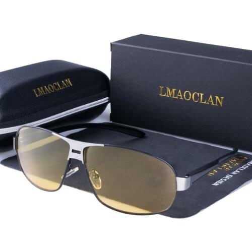 Aluminium Magnesium Mens Polarized Night Vision Driving Fishing Glasses Brand Designer Yellow Lens Oversized Goggles
