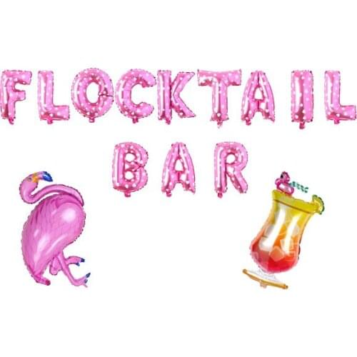 Flocktail Bar Banner Mylar Foil Balloon Fiesta Theme Party Decors Birthday Party Sign Supplies