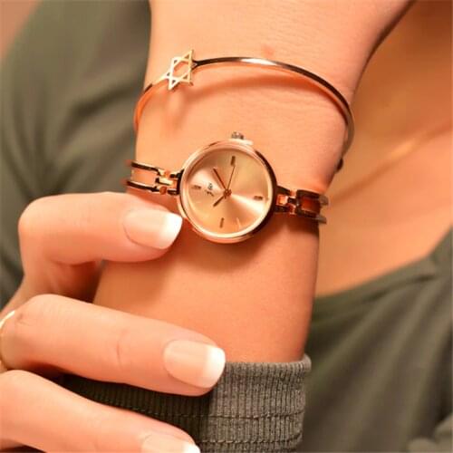 Qualities Small Fashion Women Watches Rose Gold Luxury Stainless Steel Ladies Wristwatches Diamond Female Bracelet Watch Gifts