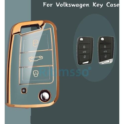 Electroplate Tpu Car Key Case Cover for VW Volkswagen Golf 7 MK7 Tiguan MK2 for SEAT Ateca Leon FR 2 Ibiza for Skoda Octavia A7