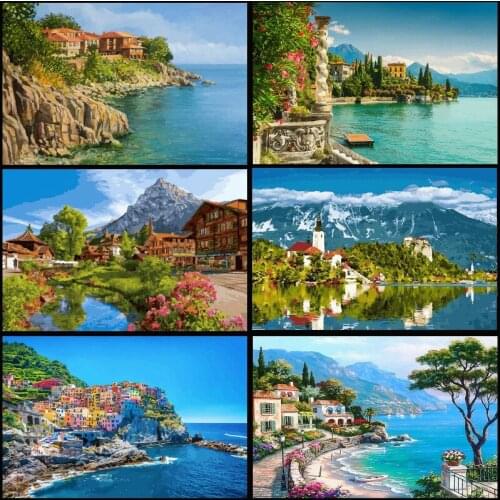 CraftArtGo 5D DIY Diamond Embroidery seascape Full Square Round Rhinestone Mosaic Painting Cross Stitch Flowers Diamond Kit