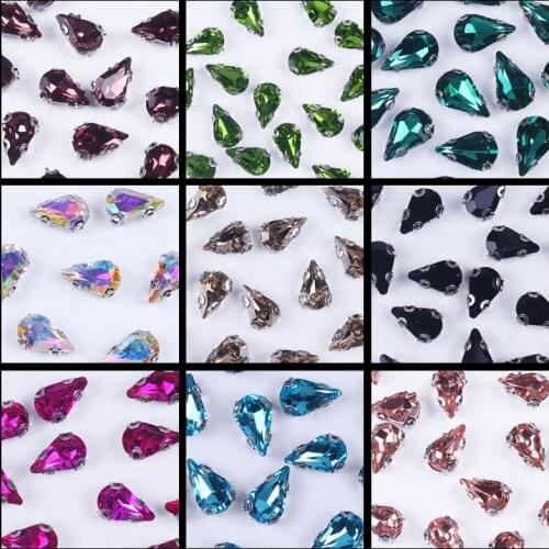 Colored Resin Rhinestones Decoration Crystals Applique on Cloth Tape Rhinestones Sewn Claw Diamond Rhinestones for Wedding Dress