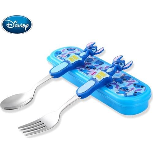 Disney childrens tableware stainless steel baby spoon portable learning to eat spoon baby training spoon fork set