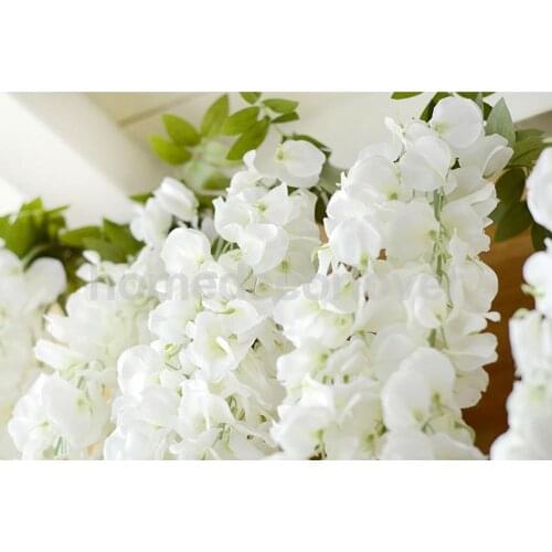 140cm Artificial Wall Hanging Vine Simulation Wisteria Flower Decor for Wedding Parties Cafe Store -White