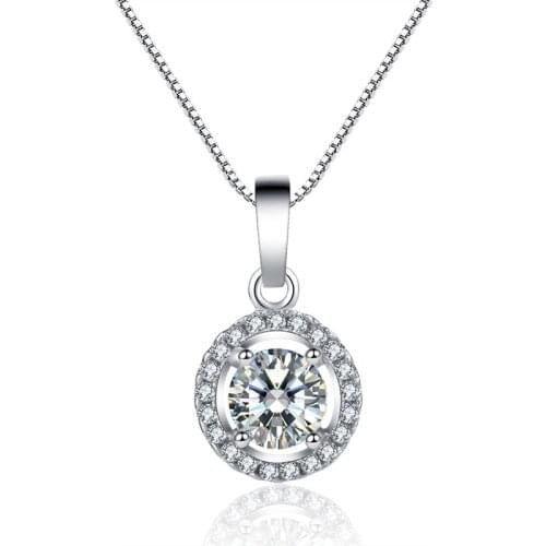 Classic Round Silver Pendant Necklace 925 sterling silver Jewelry Cubic Zirconia Wedding Necklace Gifts Valentines Day