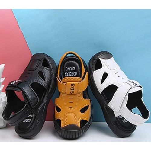 Summer Children Kids Closed Toe Sports Sandals For Little Boys Toddler Baby School White Brown Beach Sandals 1 2 3 4 5 6 Years