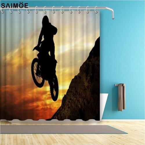 New Bathroom Curtain Adventurous Motorcyclist Waterproof Shower Curtain Polyester Fabric Bath Curtain Home Decor Shower Sets