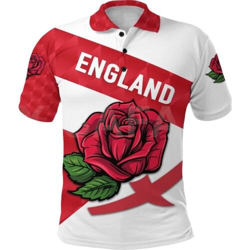 Rugby Sport Style England 3D Full Printed Men Women Thin Polo Shirt Collar Short Sleeve Street Wear Casual Tee