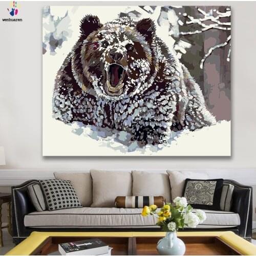 DIY colorings pictures by numbers with colors parrot Elephant Brown bear picture drawing painting by numbers framed Home