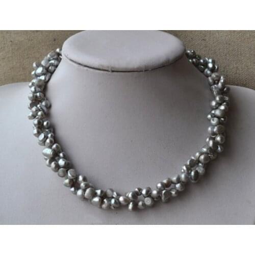 New Arrival Luck Pearl Necklace AA 6-7MM Gray Genuine Baroque Freshwater Pearl Jewelry Birthday Wedding Charming Women Gift