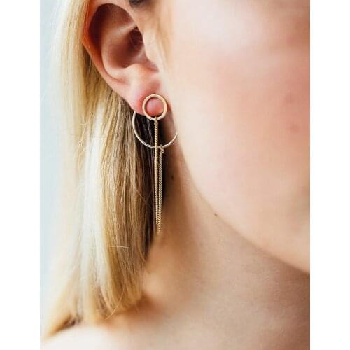 Bls-miracle New Bohemian Geometric Ring Chain Earrings 2019 For Women Lover Drop Dangle Fashion Earring Gold Jewelry Wholesale