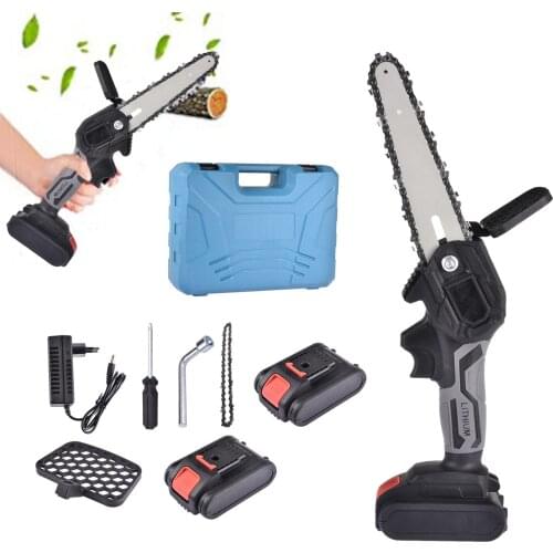 6 Inch Portable Electric Pruning Chainsaw 2 Battery Cordless Saw One-handed Woodworking Chain Saw Garden Logging Power Tool