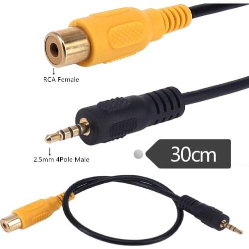 ERE Gold Plated 2.5mm 4Pole Male TRRS Male Plug to RCA Female Audio cable for GPS Tablet Dash Cam DVR Backup Camera