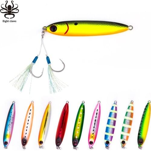 30g Metal lead Jigging Lure Fishing Jigging Spoon Fish Profile UV Coating 3d Lifelike Eyes Hand-Tied Bucktail Trail Hard bait