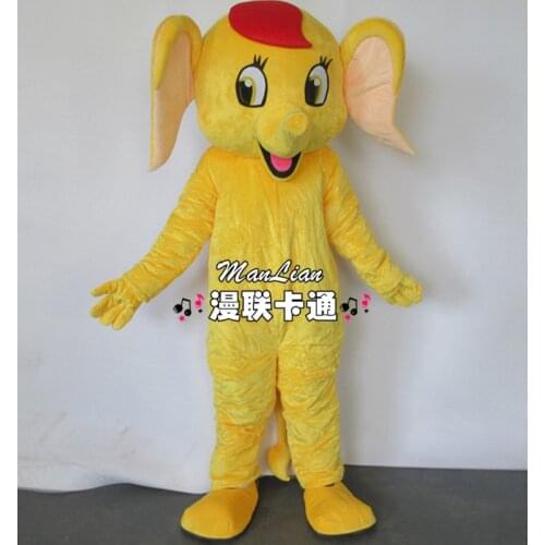 Professional Yellow Elephant Mascot Cute Elephant Custom Fancy Adult Size Cartoon Costume For Halloween Chrismas Party