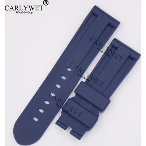 CARLYWET 24mm Dark Blue Waterproof Silicone Rubber Replacement Wrist Watch Band Strap Belt for Luminor