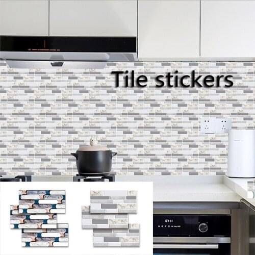 Self-Adhesive PVC Tile Stickers Easy To Clean Waterproof Non-Slip Wall Stickers Bathroom Kitchen Living Room Stairs Home Decor
