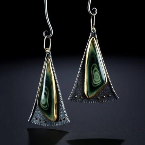 Bohemia Vintage Triangle Thread Resin Stone Earrings 2019 Women Tribal Bloom Pendientes Long Dangle Earrings Jewelry