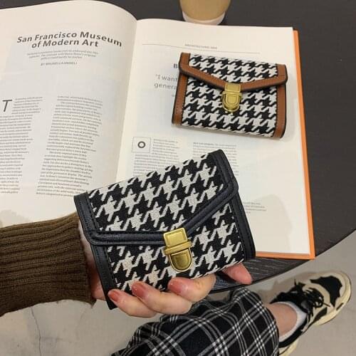 Folding Canvas Small Wallet Women Short Simple Retro Multi-card Position Long Clutch