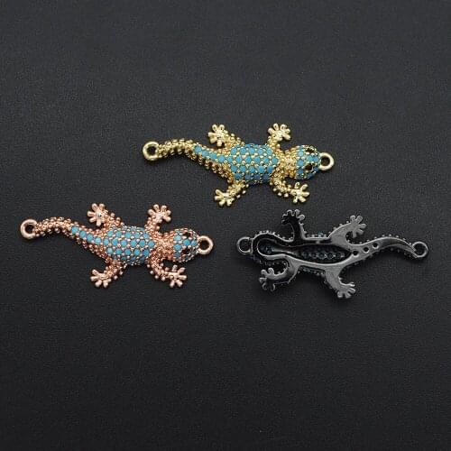 14x32mm 100% CZ Zircon DIY Jewelry Lizard Connectors Charm Wholesale Bulk Order Discounts Fashion Jewelry Accessories