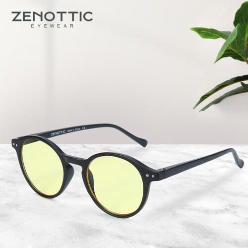 ZENOTTIC Round Yellow Polarized Day & Night Vision Glasses for Men Night Driving Protect Eyes Anti-UV Glare Goggles Sunglasses