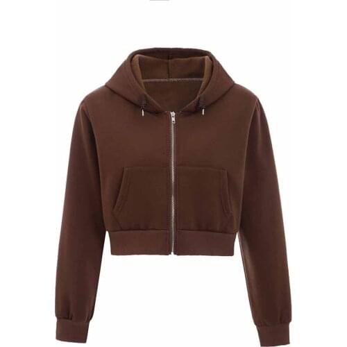 Crop Top Sweatshirt Hip Hop Hoodie Zipper Jacket Zip Up Hoodie Korean Fashion Clothing for Womens 2021 Long Sleeve Harajuku Top