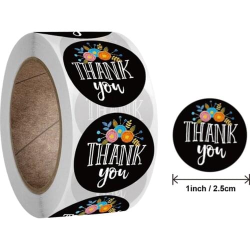 50-500Pcs 1inch Black Thank You Stickers for Scrapbooking Wedding Pretty Gift Seal Labels Stickers Custom Logo Brand Stickers