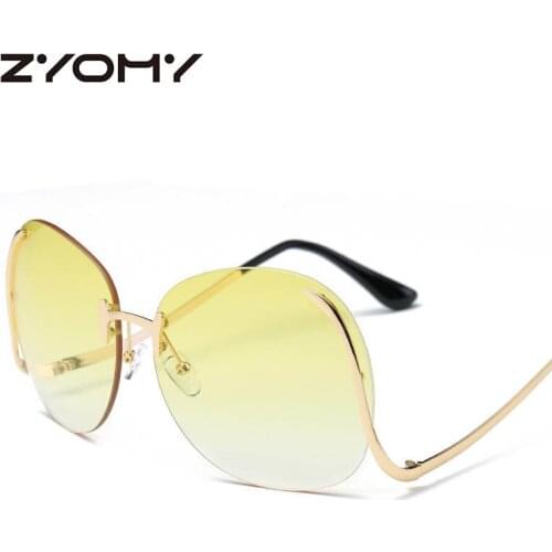 Q Oversized Gradient Female Sun Glasses Brand Designer Women Sunglasses Retro Rimless Sunglass Oculos De sol mujer Feminino