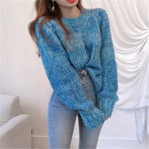 2020 Women' s Sweater Korean Style Chic O-neck Warm Thick Knitted Pullovers Candy Colors Womens Clothing for Autumn Fashion