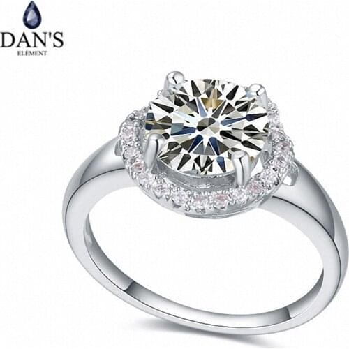 DANS Real Austrian Crystals Brand AAA Zirconia Micro Inlays Fashion Ring for women New Geometric 110737white