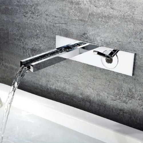 Gold Basin Faucets Led Bathroom Sink Tap Brass Concealed Waterfall Water Tap Hot and Cold Wall-mounted Washbasin Faucet Set