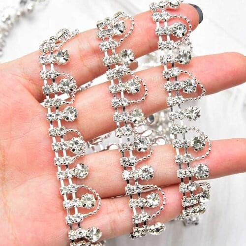14mm 5yard/lot rhinestone lace! free shippment sewing lace beaded,garment sew on bead rhinestone trim diamond chain