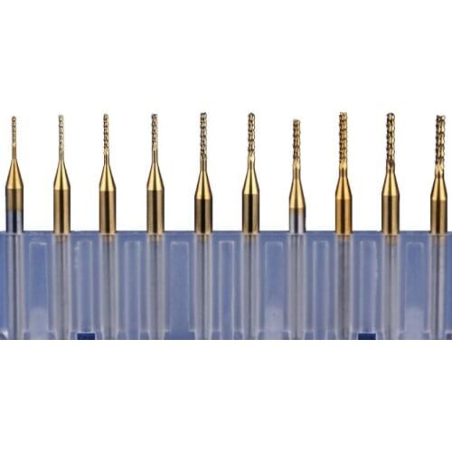 10pcs Titanium Coat Carbide 1.5mm-3.175mm End Mill Engraving Bits CNC Rotary Burrs Set