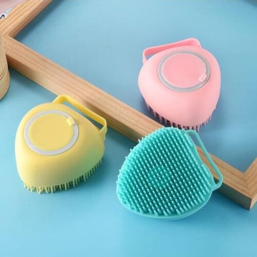 2 IN 1 Bath Scrub Brush with Hook Shampoo Dispenser Easy to Clean Lathers Well for Baby Pet Remove Dandruff
