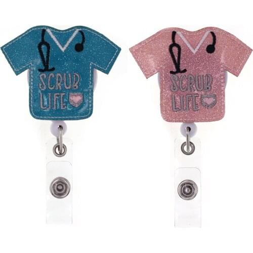 20pcs/Lot Scrub Life Letter Clothes Felt Badge Holder Retractable Badge Blingbling Felt Badge Reel