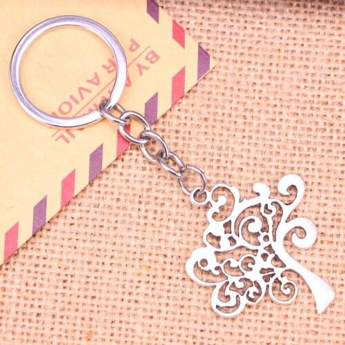 20pcs New Fashion Keychain 42*37 mm peace tree Pendants DIY Men Jewelry Car Key Chain Ring Holder Souvenir For Gift
