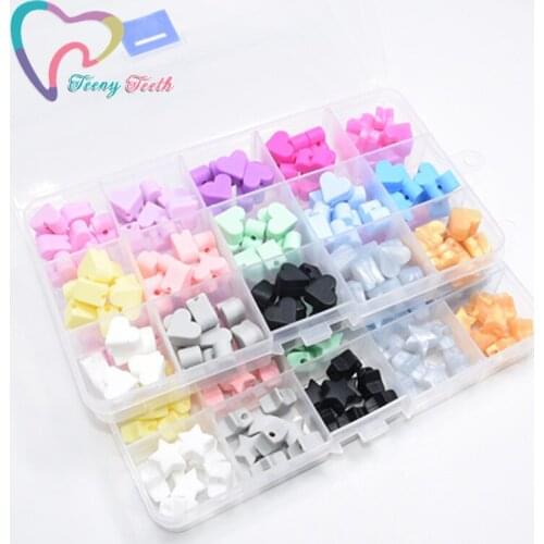 Teeny Teeth 40 PCS Silicone Teething Accessories Small Heart Beads Food Grade Beads DIY Jewelry Baby Teethers Nurse Heart Beads