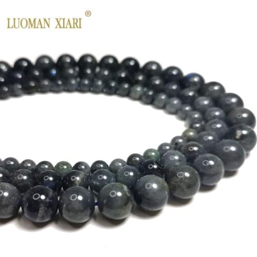 Top AAA 100% Natural all Black with Blue Light Labradorite Round Stone Beads For Jewelry Making DIY Bracelet Necklace 6/8/10 mm