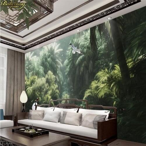 Beibehang Custom photo wallpaper medieval hand-painted tropical rainforest landscape restaurant theme hotel background mural