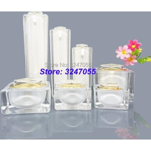 10g30g50g White Square Acrylic Cosmetic Cream Container, Empty Makeup Eye Cream Jar, 30ml50ml100ml Emulsion/Lotion Pump Bottle
